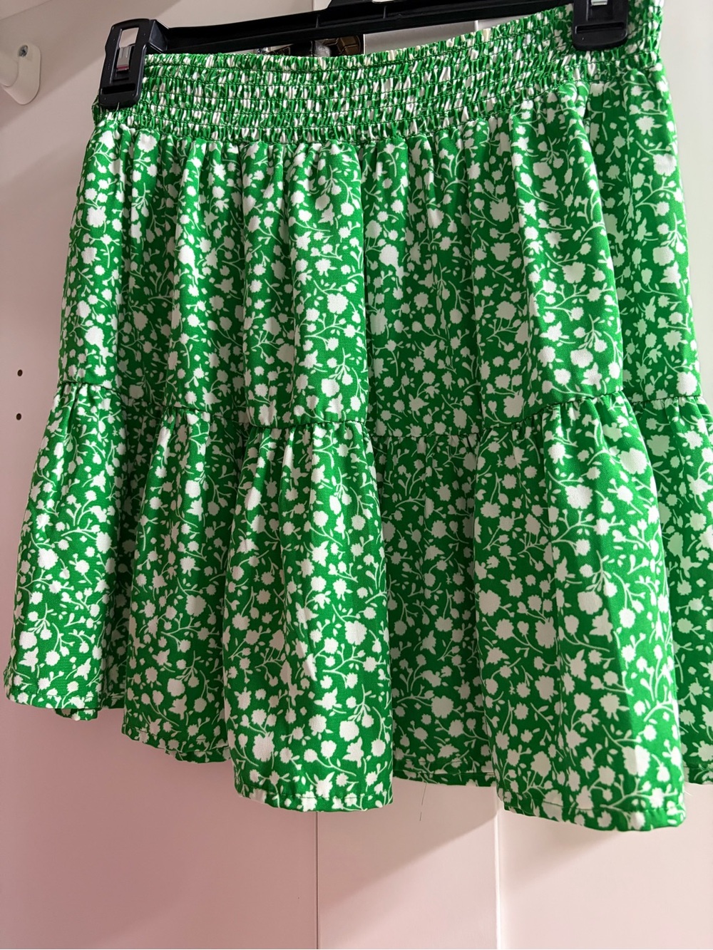 Green Floral Tiered Skirt